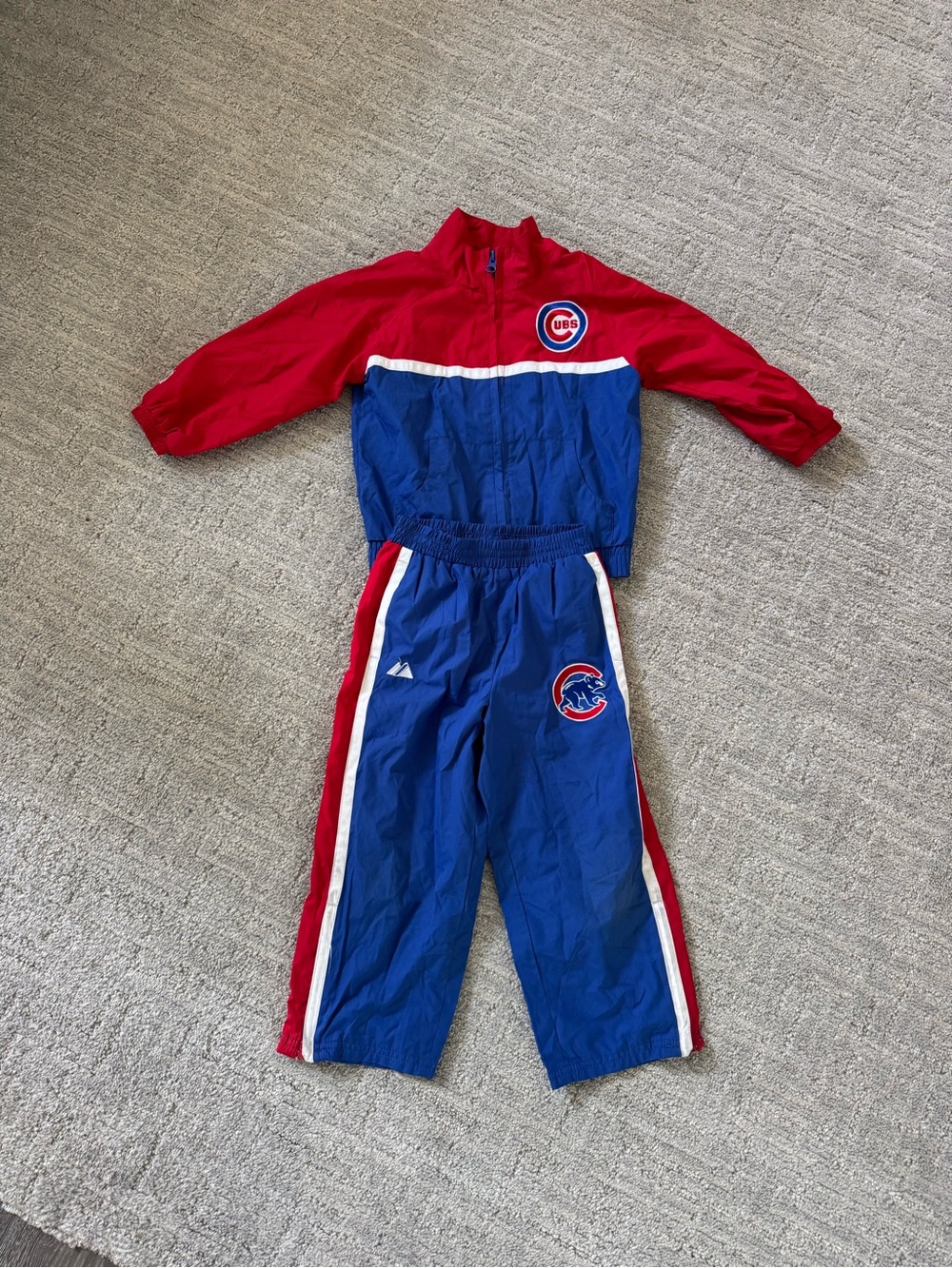 Vintage Chicago Cubs Kids Windbreaker Set - Red & Blue
